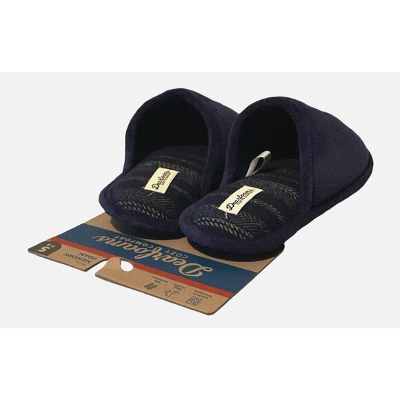 Dearfoams Mens Cozy Comfort Memory Foam Gone Fishin Slippers Size S 7/8 Blue - Picture 8 of 16